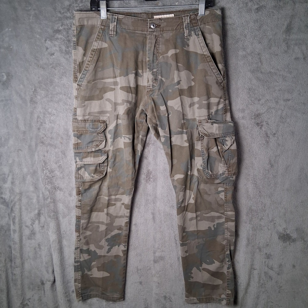 Wrangler Mens Regular Taper Cargo Pants Camo Green Utility Trousers 34x30